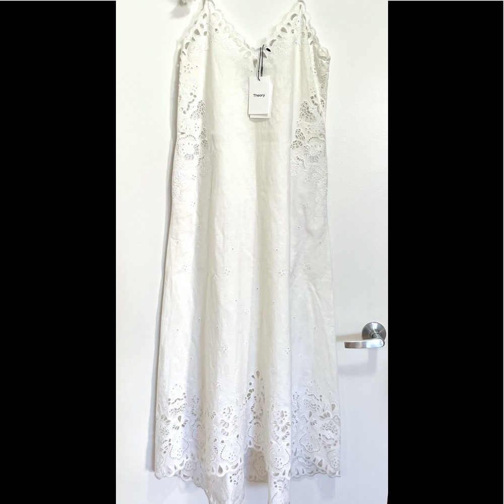 NWT: White Theory linen & lace dress